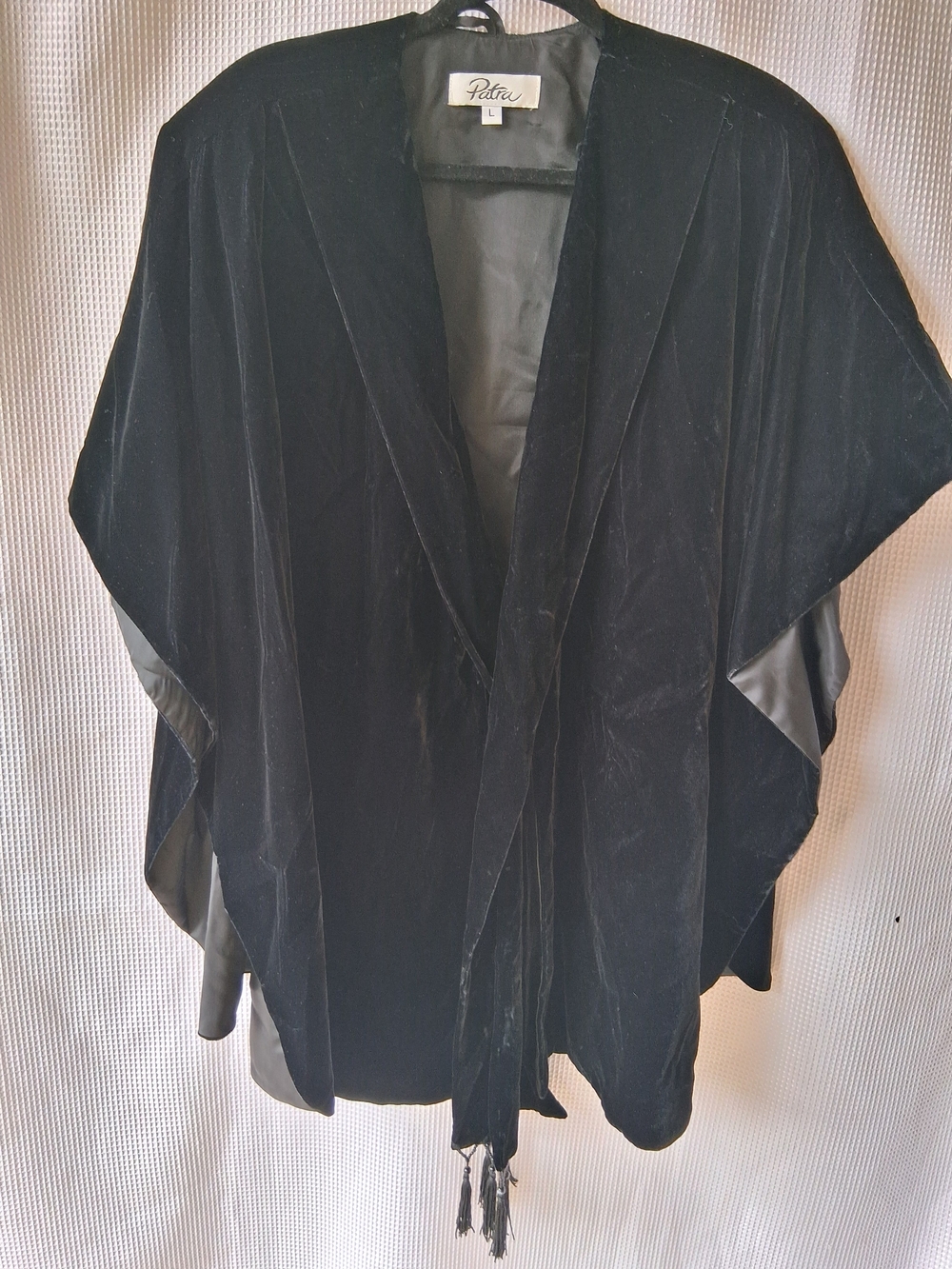 Patra Vintage Black Velvet Cape Jacket with Tassel Ties